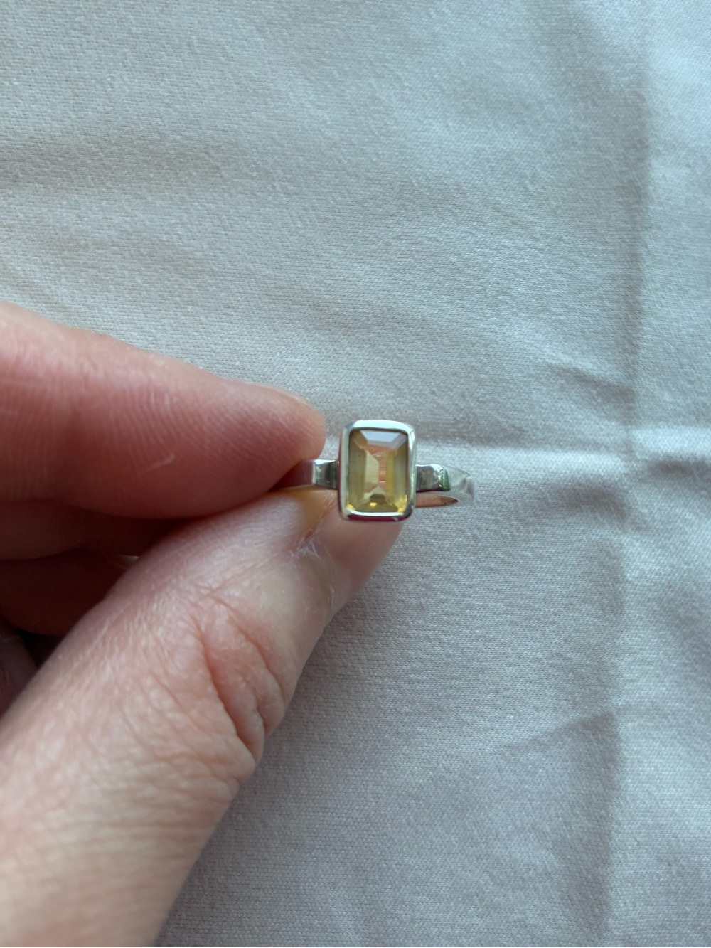 Sterling Silver Ring with genuine citrine gemstone